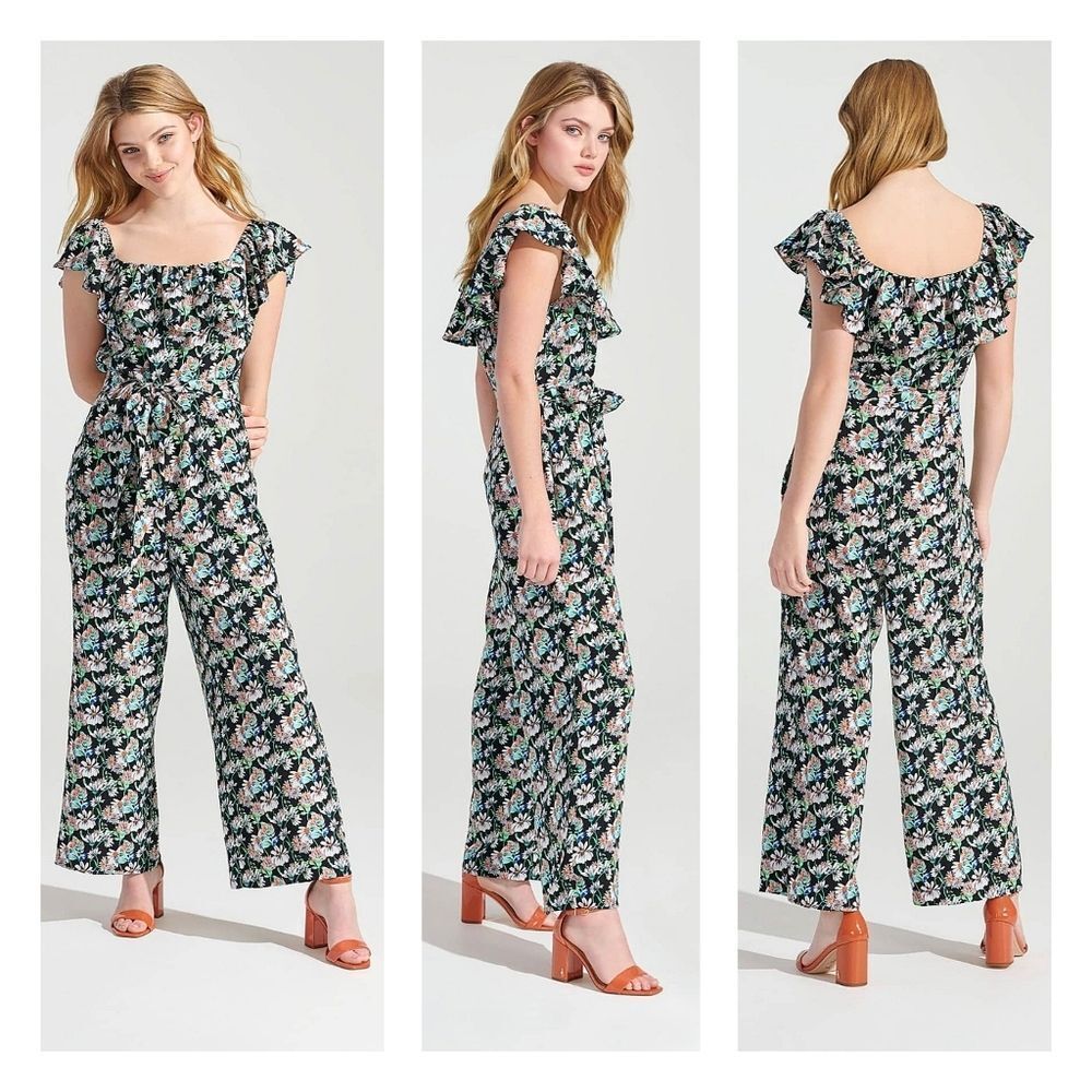 Sam Edelman | NWOT Ruffled Flutter Sleeve Floral Garden Jumpsuit | 2 - Picture 2 of 15